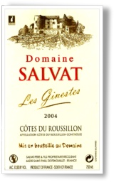 Ctes du Roussillon Rouge - Domaine SALVAT - LES GINESTES 2004