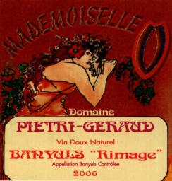 Banyuls - Domaine PIETRI GRAUD - BANYULS RIMAGE - CUVE MADEMOISELLE O 2010