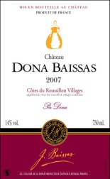 C�tes du Roussillon Villages Rouge - Ch�teau DONA BAISSAS - PER DONA 2007
