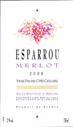 Vin de Pays des C�tes Catalanes Rouge - Ch�teau L'ESPARROU - MERLOT 2008/09